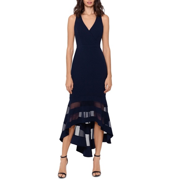 Xscape Dresses Xscape Crepe Highlow Cocktail Dress In Navy Womens P Nwt Poshmark